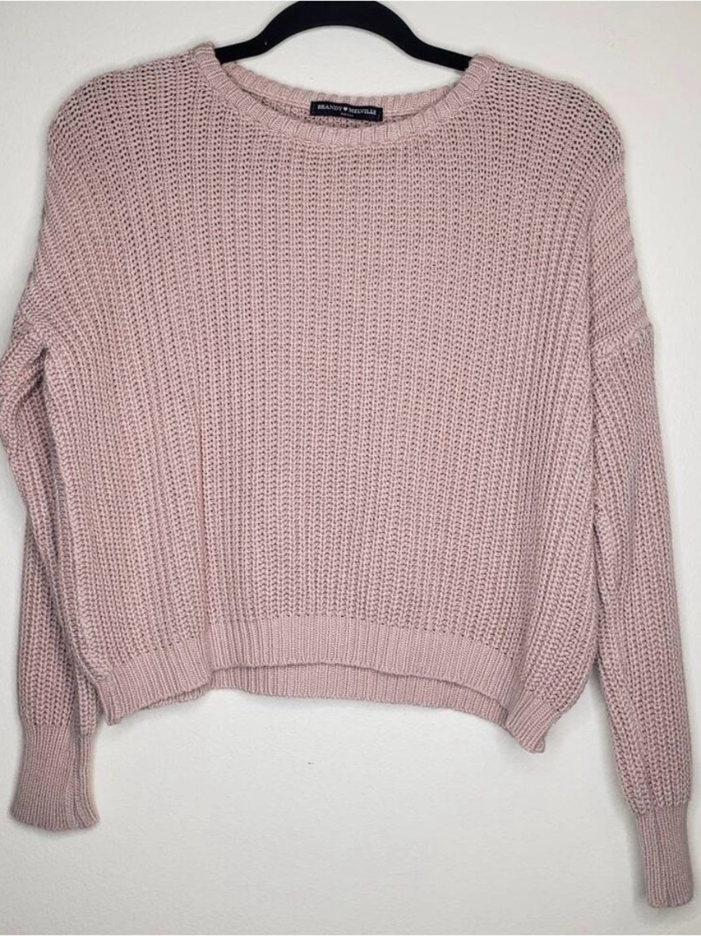 Brandy Melville Light Pink Cropped Crewneck Sweater
